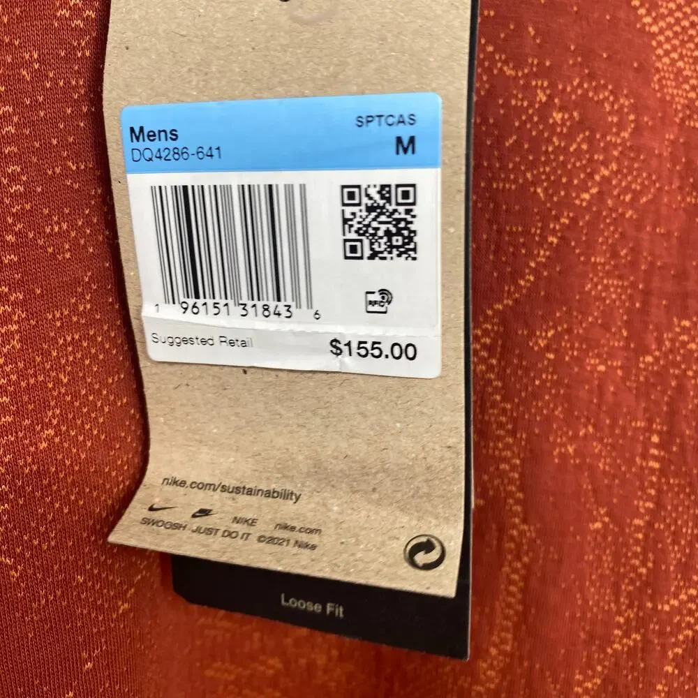 Nike Hoodie Men’s Medium  Brown Tech Pack Therma Loose Fit Zipper Pockets Hoodie